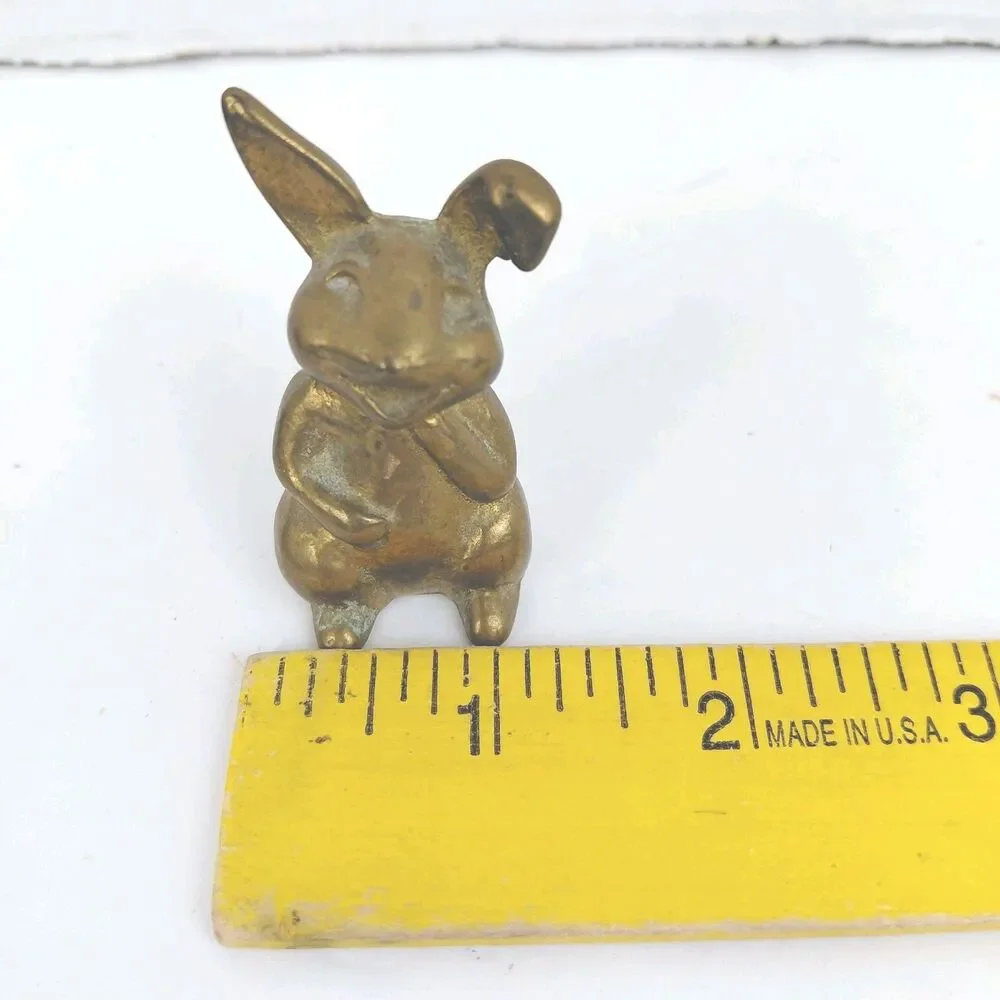 Canadianna Brass Bunny Rabbit Figurine Heavy Easter Holiday Vintage Retro 2.5